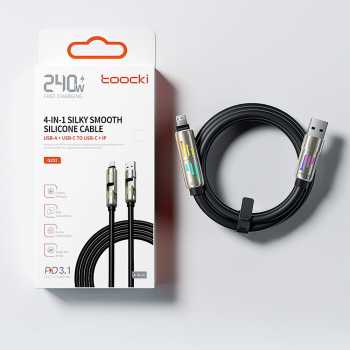 Gambar produk Toocki Kabel Data 4in1 Fast Charging USB A Type C Lightning 240W 2M - TQ-X103