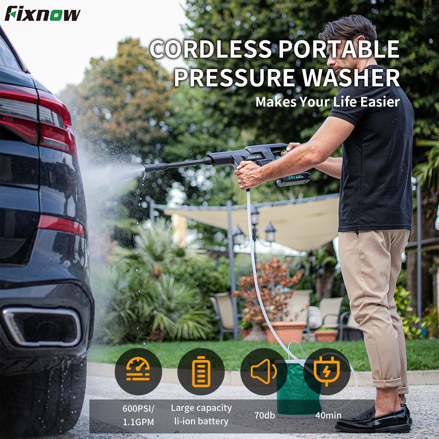 Gambar produk Fixnow Semprotan Air Cuci Mobil High Pressure Spray Gun 35 Bar 2.6Ah - 500E
