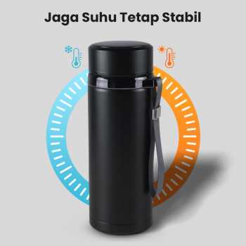 Gambar produk MACIN Botol Minum Termos Penyaring Teh Termometer Suhu Air 500ml - MA92