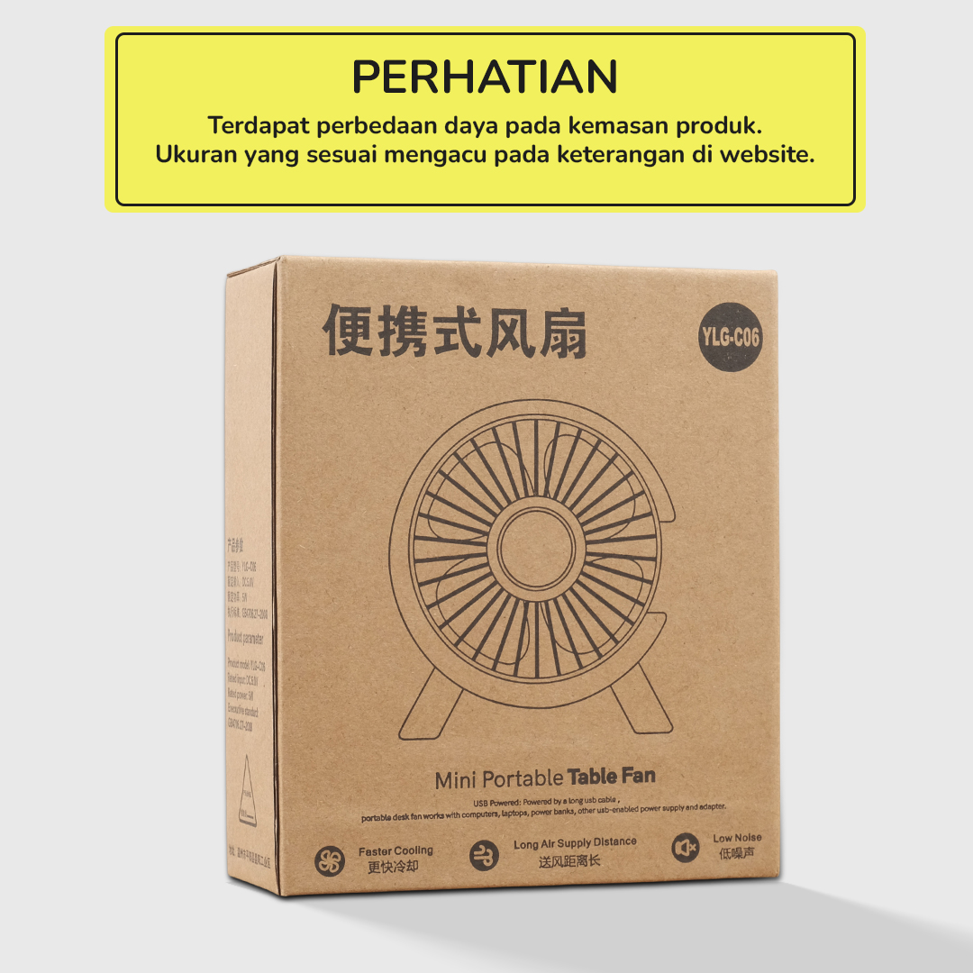 Gambar produk OLOEY Kipas Angin Meja Mini Desk Fan USB 4.6 Inch 5W - YLG-C06