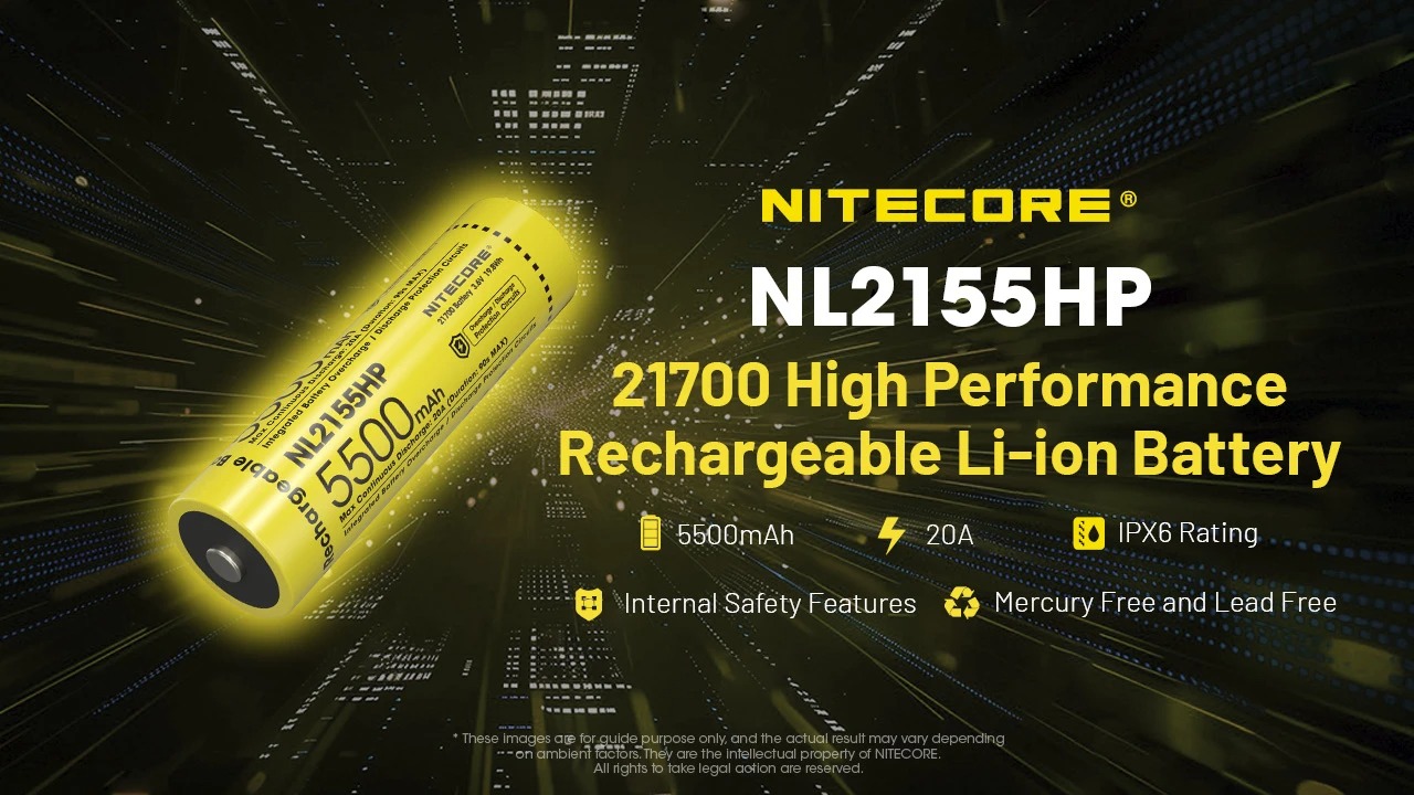 Gambar produk NITECORE Baterai 21700 High Performance Battery 20A 5500mAh IPX6 - NL2155HP