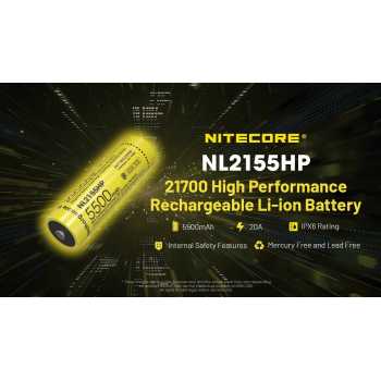 NITECORE Baterai 21700 High Performance Battery 20A 5500mAh IPX6 - NL2155HP