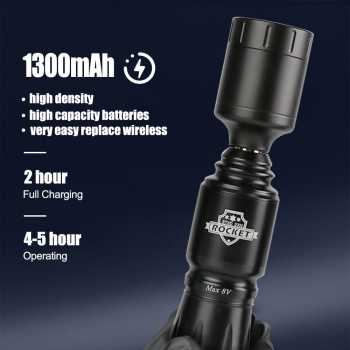 Gambar produk ROCKET Wireless Tattoo Machine Kit Travel 4mm 1300mAh with Cartridge - YL359