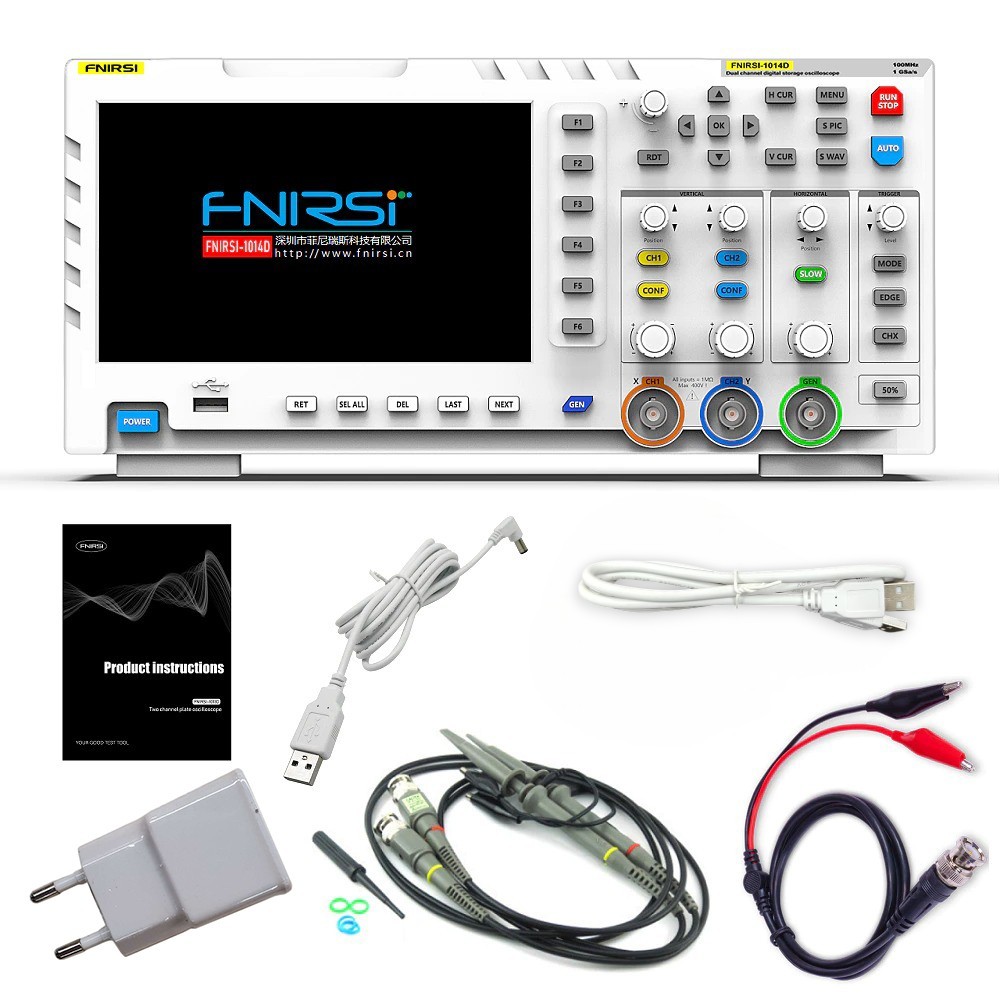 Gambar produk FNIRSI Digital Oscilloscope 2in1 Dual Channel 100MHz 1GSa/s 7 Inch - 1014D