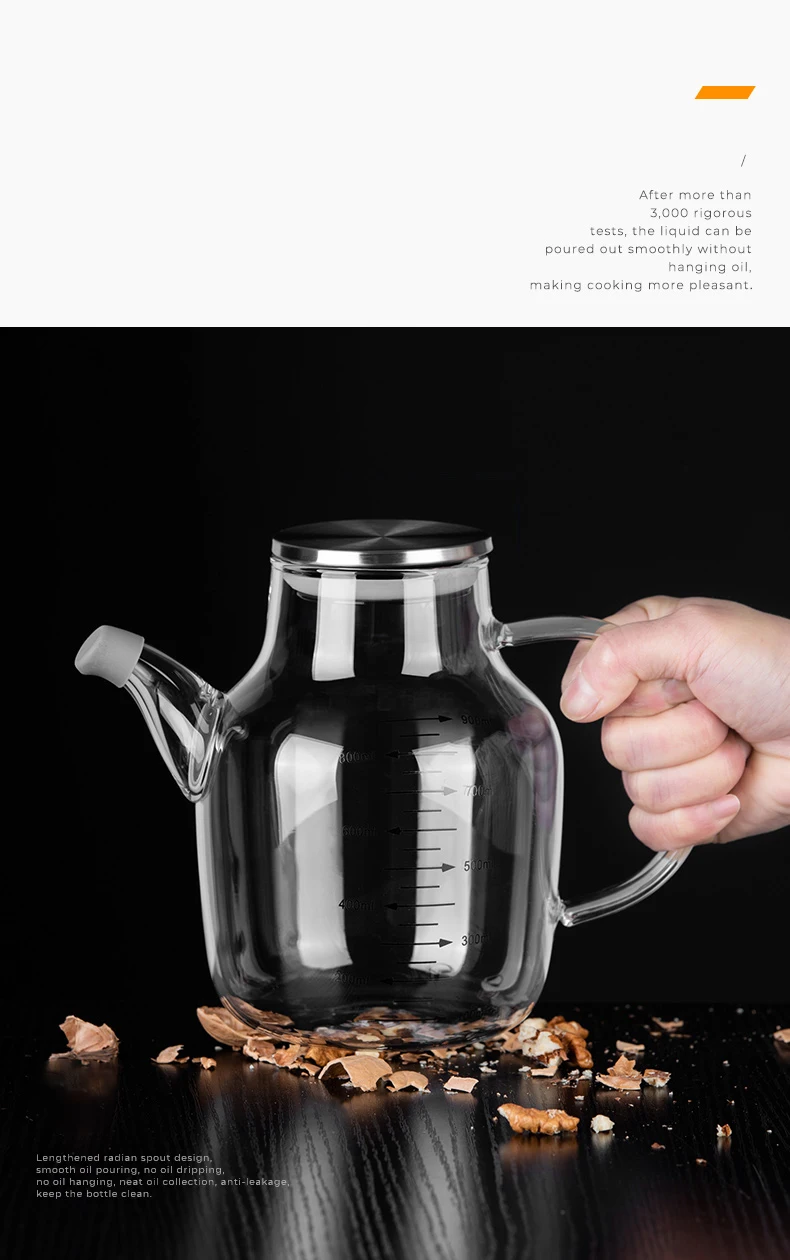Gambar produk FMA Botol Minyak Borosilicate Glass Oil Pot Leakproof Heat-Resistant 900ml - FM-2PL
