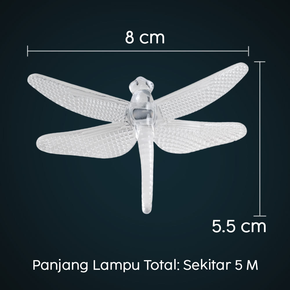 Gambar produk YUSHILED Lampu Hias String Lights Dragonfly Solar Panel IP65 8 Modes 20 LED - M088