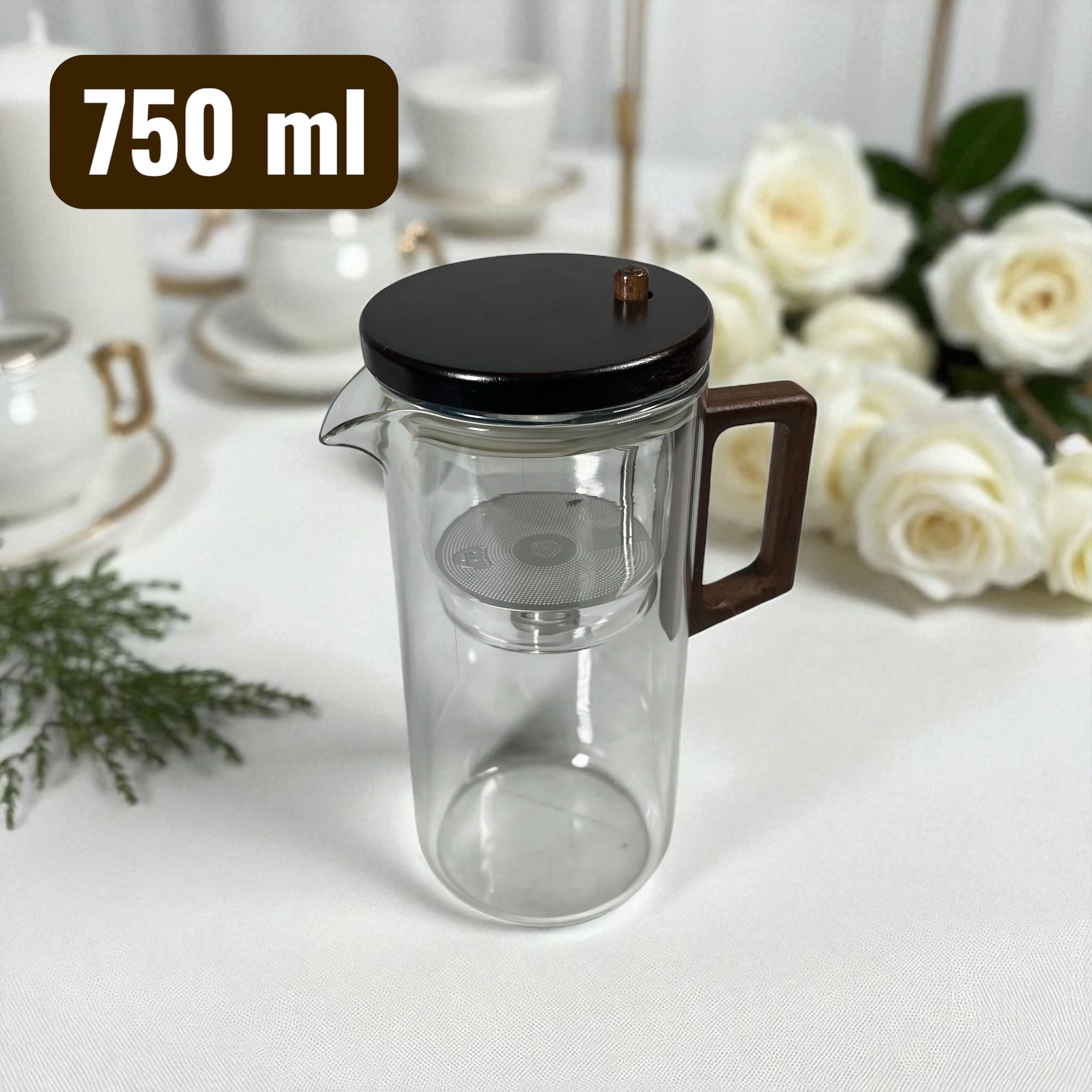 Gambar produk POETEA Teko Teh Kaca Saringan Tahan Panas One Click Filter Teapot 750ml - PT-75