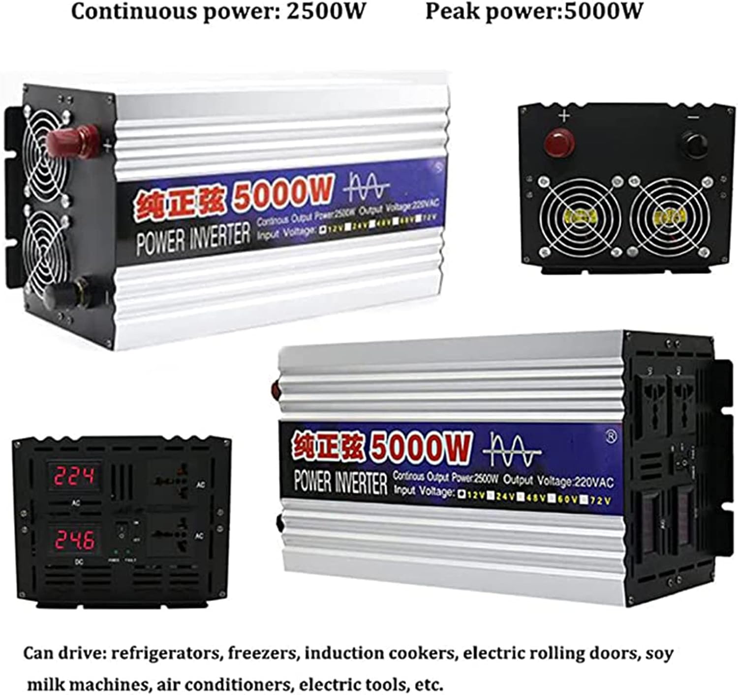 Gambar produk BEZAX Power Inverter Mobil Pure Sine Wave DC 60V to AC 220V 5000W - BZX02D