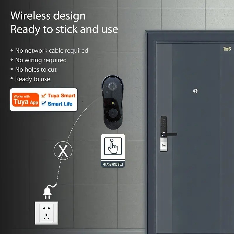 Gambar produk LISTAP Bel Pintu Kamera Video Doorbell WiFi Visual Intercom 1000mAh - LS45
