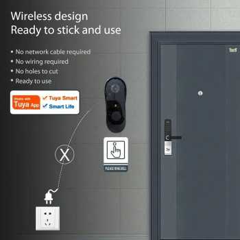 Gambar produk LISTAP Bel Pintu Kamera Video Doorbell WiFi Visual Intercom 1000mAh - LS45