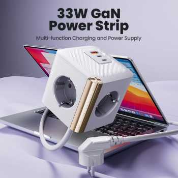 Gambar produk Toocki Stop Kontak 7in1 Power Strip USB Type C EU Plug GaN 33W 4000W - TPSDX-JZB02