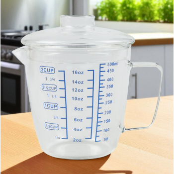 Gambar produk One Two Cups Gelas Ukur Kaca Latte Art Milk Jug Measuring Cup Glass 500ml - ZM0081