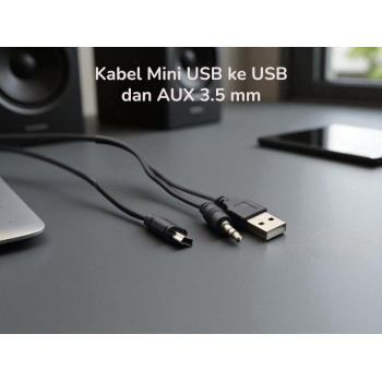 AUC Kabel Mini USB ke USB dan AUX 3.5mm Audio Cable 50cm - A-50