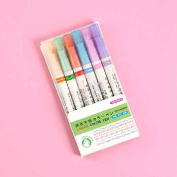 Gambar produk Xuanxuan Pena Spidol Renda Flower Line Shape Highlighter Pen 6PCS - DM-7006-8