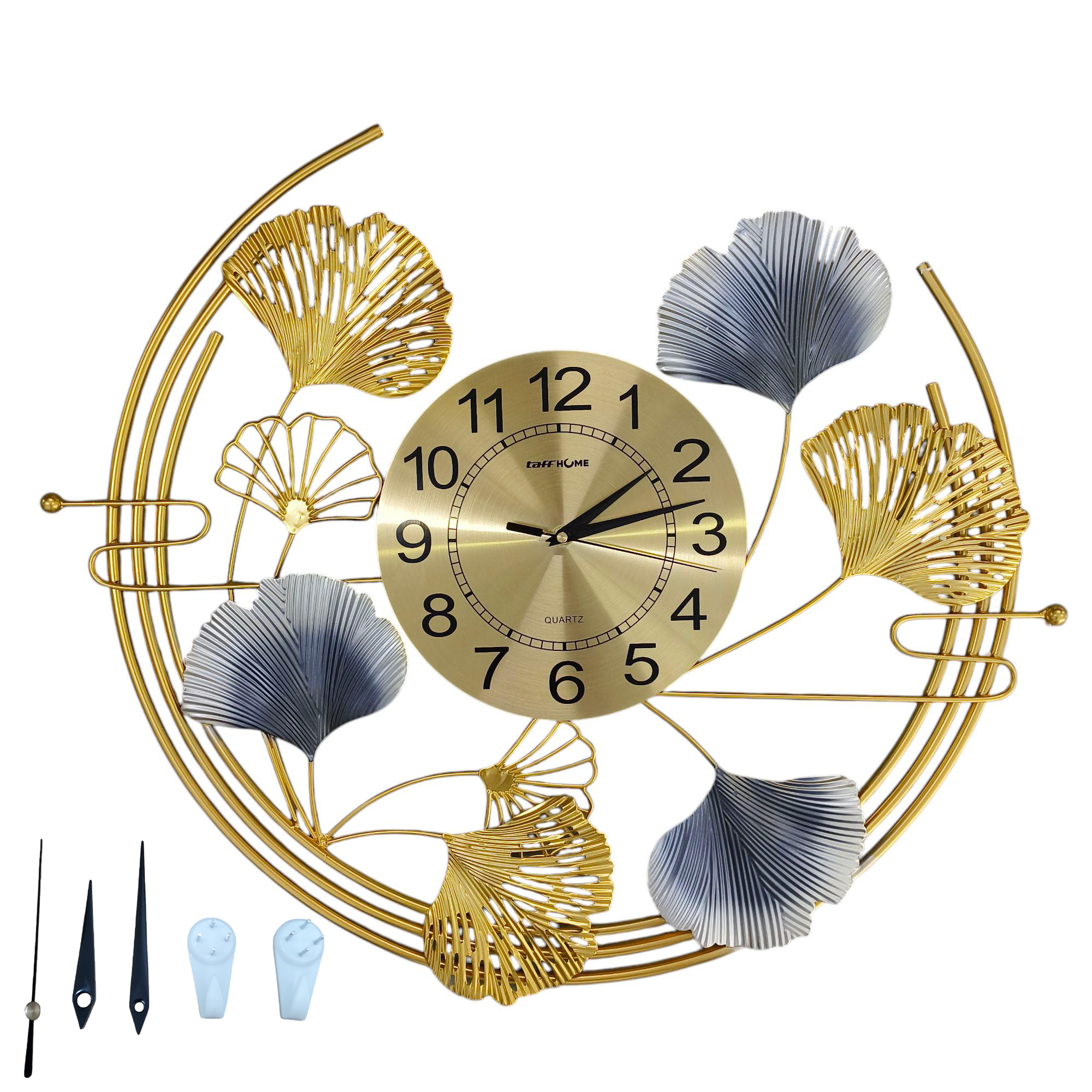 Gambar produk TaffHOME Jam Dinding Besi Elegan Ginkgo Biloba Silent Movement 66cm - 2086C