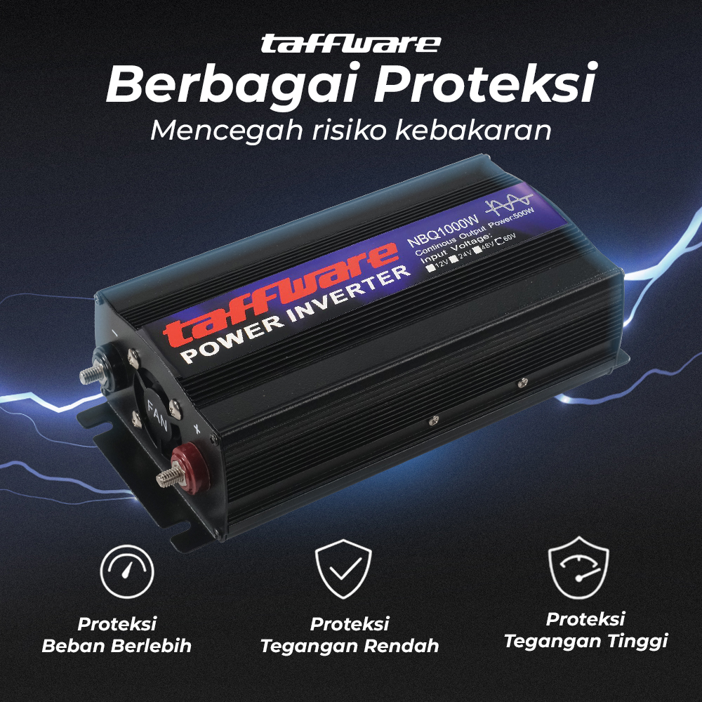 Gambar produk Taffware Power Inverter Mobil Pure Sine Wave DC 60V to AC 220V 1000W - NBQ1000W