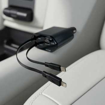 Gambar produk KEBETEME Charger Mobil Kabel USB Type C Lightning Dual Port 12/24V - KT2