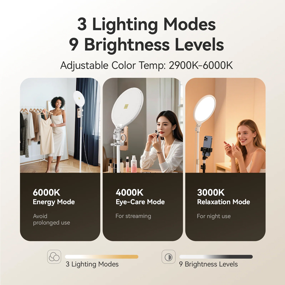 Gambar produk TELESIN Lampu Fill Light Dimmable 3in1 Temperature Flicker Free Desktop Version - P5-BGD
