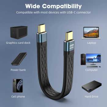 Gambar produk FMA Kabel USB Type C Data Cable Thunderbolt 4/3/PD240W 40Gbps 8K 13cm - FM-U48K
