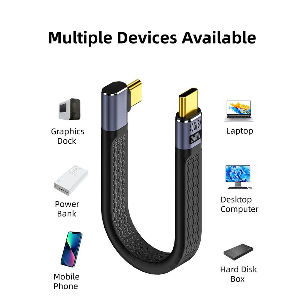 Gambar produk DIXSG Kabel USB Type C to Type C Fast Charging Thunderbolt 240W 14cm Side Bend - D13