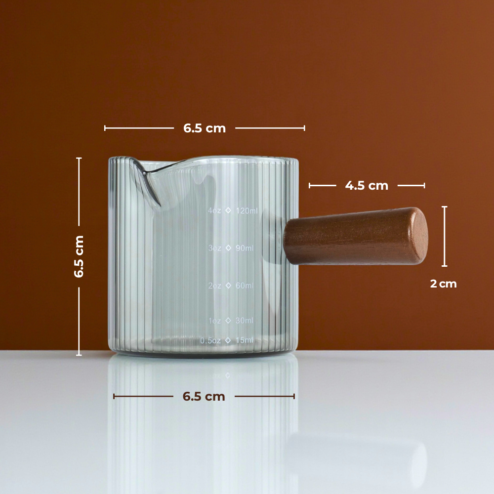 Gambar produk KESOTO Gelas Takar Kopi Espresso Shot Measuring Cup Wooden Glass 120ml - KS21