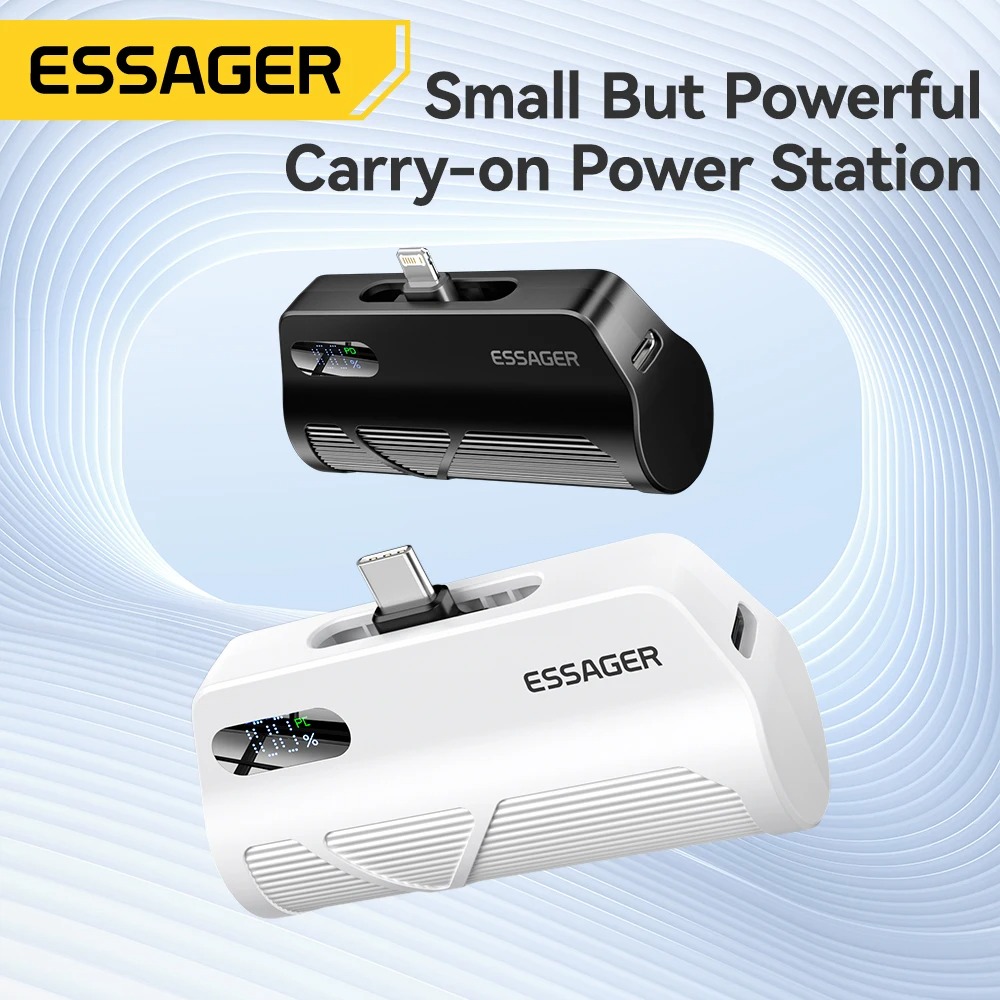 Gambar produk ESSAGER Power Bank Kapsul Mini 2in1 Type C Lightning PD 20W 5000mAh - QH-185