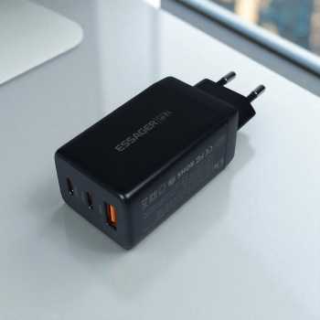 Gambar produk ESSAGER Kepala Charger USB Fast Charging Multi Port 67W GaN QC4.0 - ECT67W-LJB01-Z