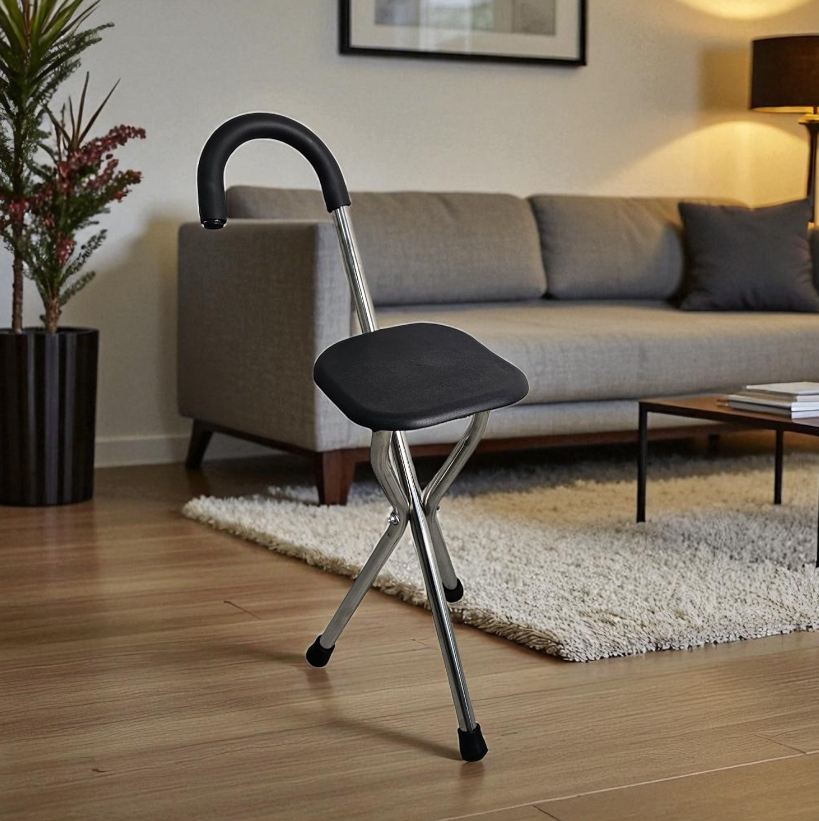 Gambar produk GAIWANZI Tongkat Jalan Kursi Lipat 2in1 Foldable Cane Chair Portable - GZD05