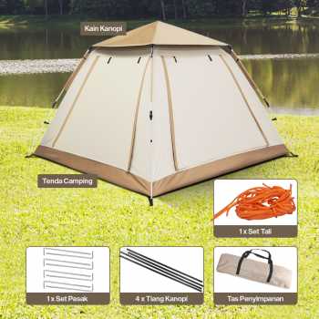 Gambar produk WolFAce Tenda Camping Lipat Otomatis 3-4 Orang Single Layer Waterproof - CT-XML-9-1