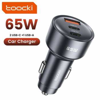 Toocki Car Charger Mobil Fast Charging 3 Port 12-24V C 65W - TQ-CC45