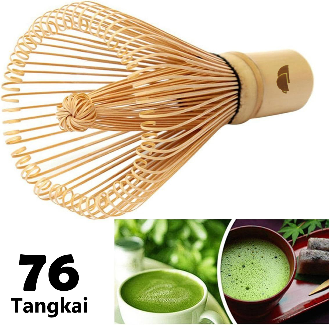 Gambar produk One Two Cups Chasen Bamboo Whisk Matcha Pengaduk Teh Jepang 76 Tangkai - 7276