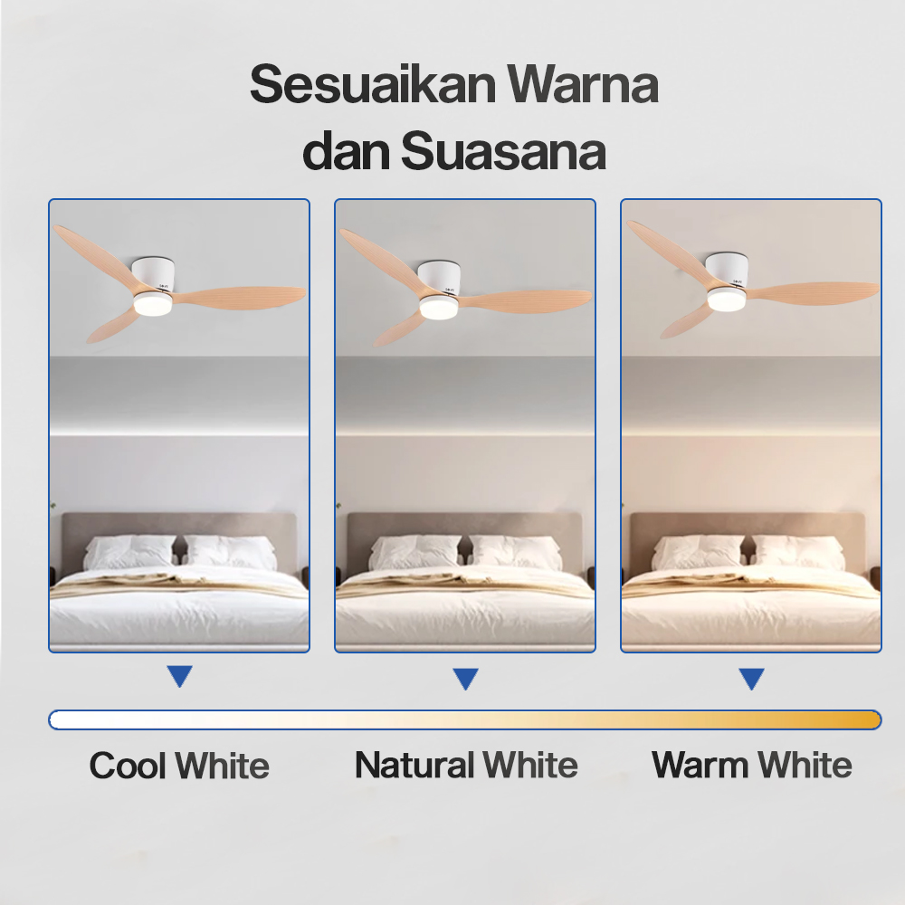 Gambar produk SOVE Kipas Angin Gantung Lampu Tri Color Ceiling Fan 42 Inch - YN-45