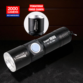 Gambar produk TaffLED Senter LED Mini Zoom Flashlight USB Rechargeable Q5 2000 Lumen