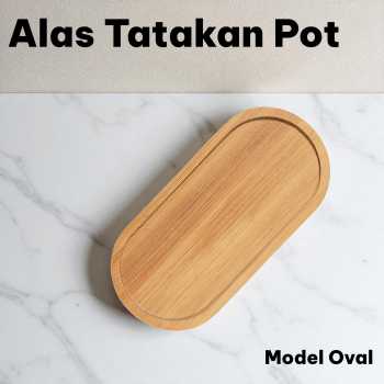 FINDOHOPE Alas Tatakan Pot Tanaman Gelas Dekorasi Bamboo Tray Circle - OE0094