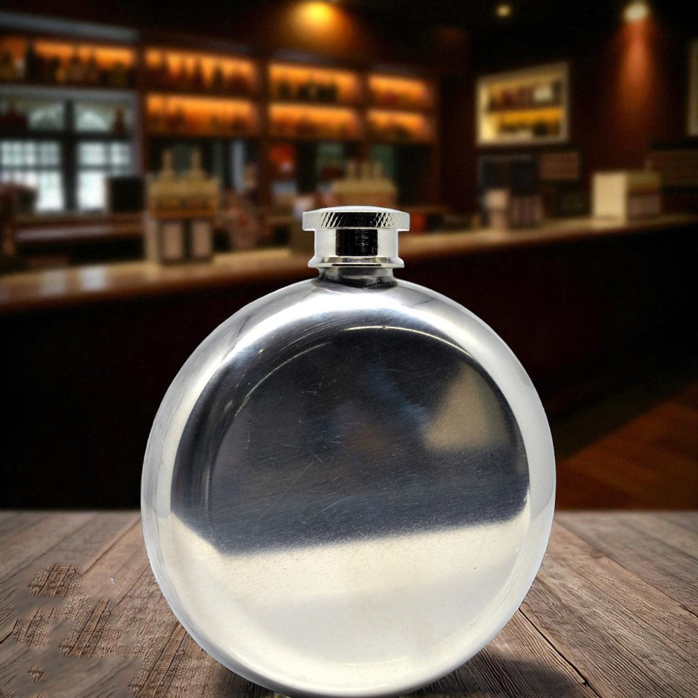 Gambar produk Botol Minum Wine Bir Hip Flask Round Shape Stainless Steel 201 5oz - B-5