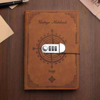Gambar produk Toddi Buku Jurnal Leather Diary 200 Halaman Grid A5 with Lock - TD22