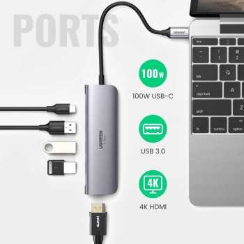 Gambar produk UGREEN USB Hub Type C 5in1 USB Type C USB 3.0 4K HDMI PD 100W - CM136