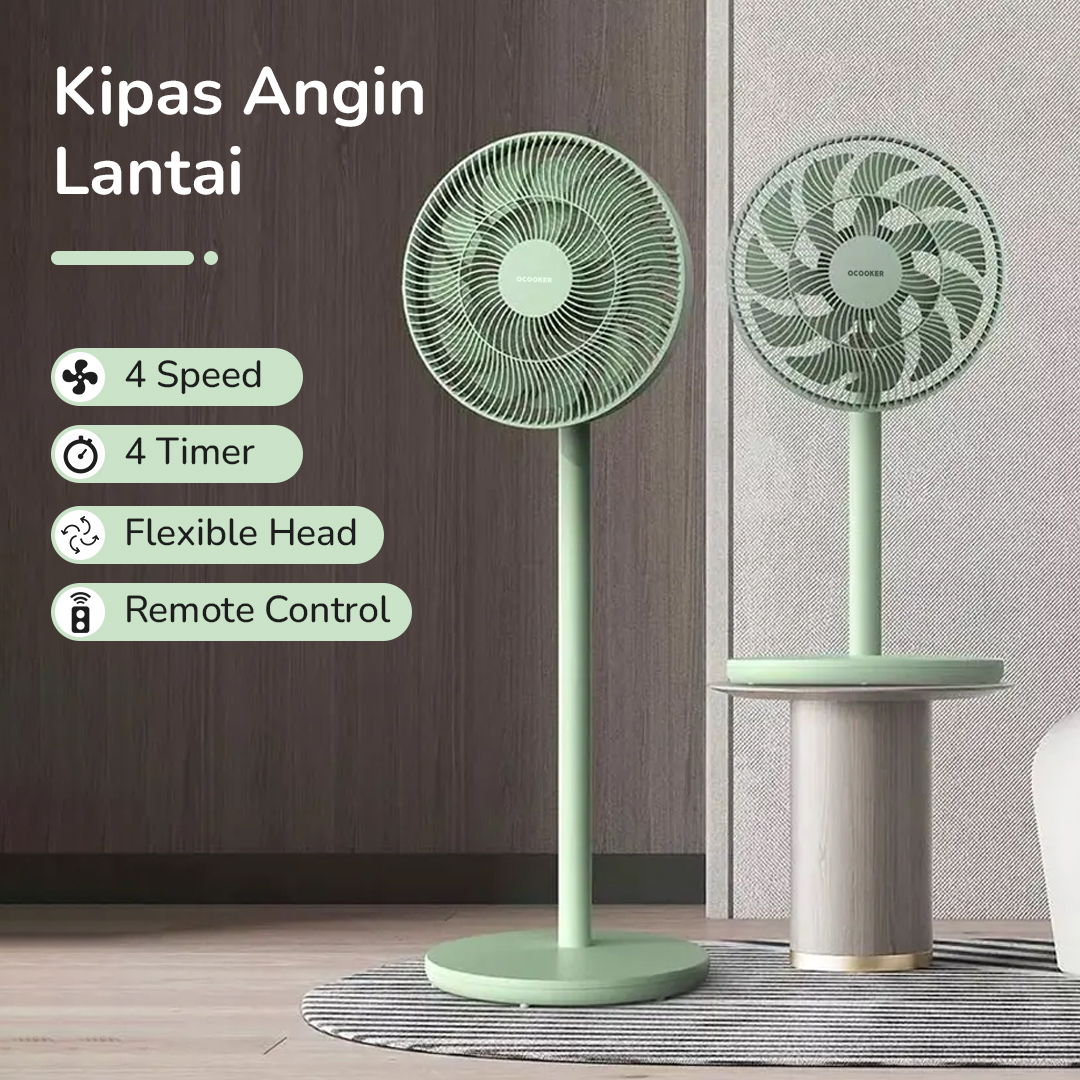 Gambar produk QCOOKER Kipas Angin Lantai Floor Fan Multi Angle Swing - QD0217