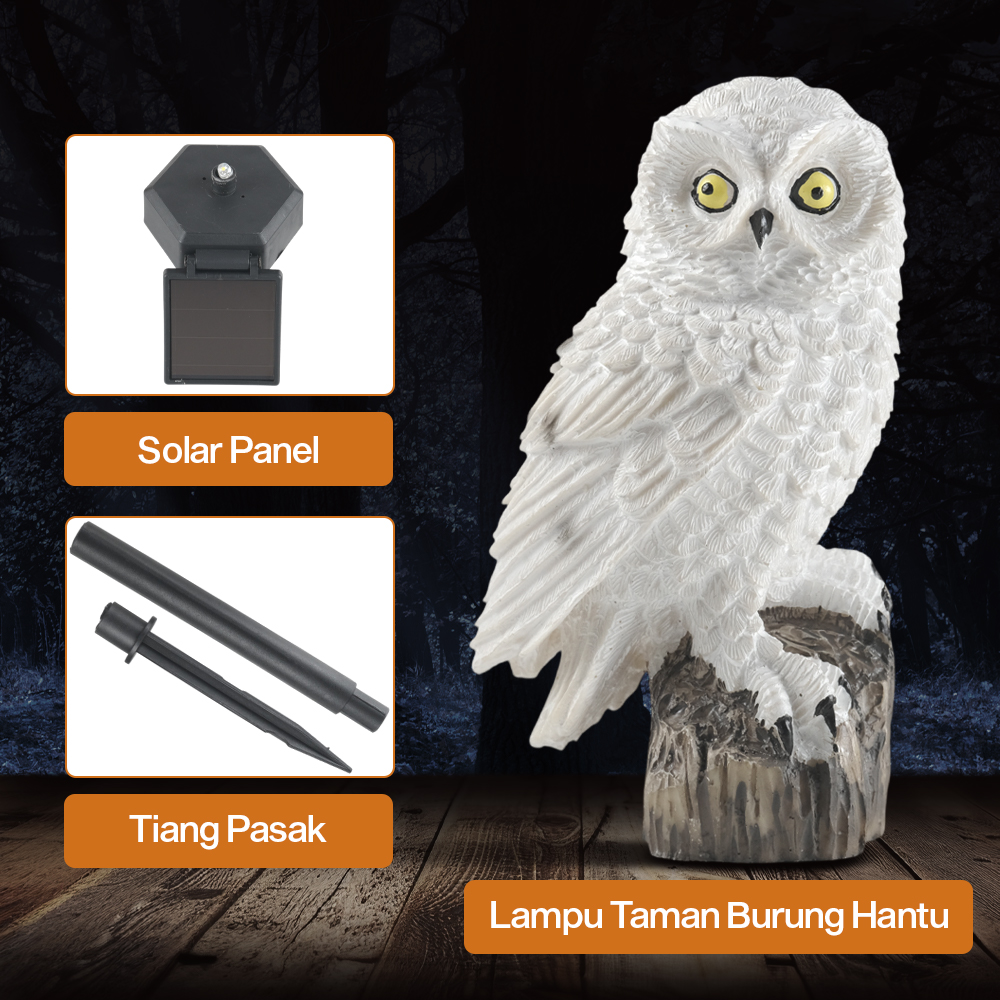 Gambar produk OOBEST Lampu Taman Hias Burung Hantu Waterproof Solar Panel Warm White - SG15S