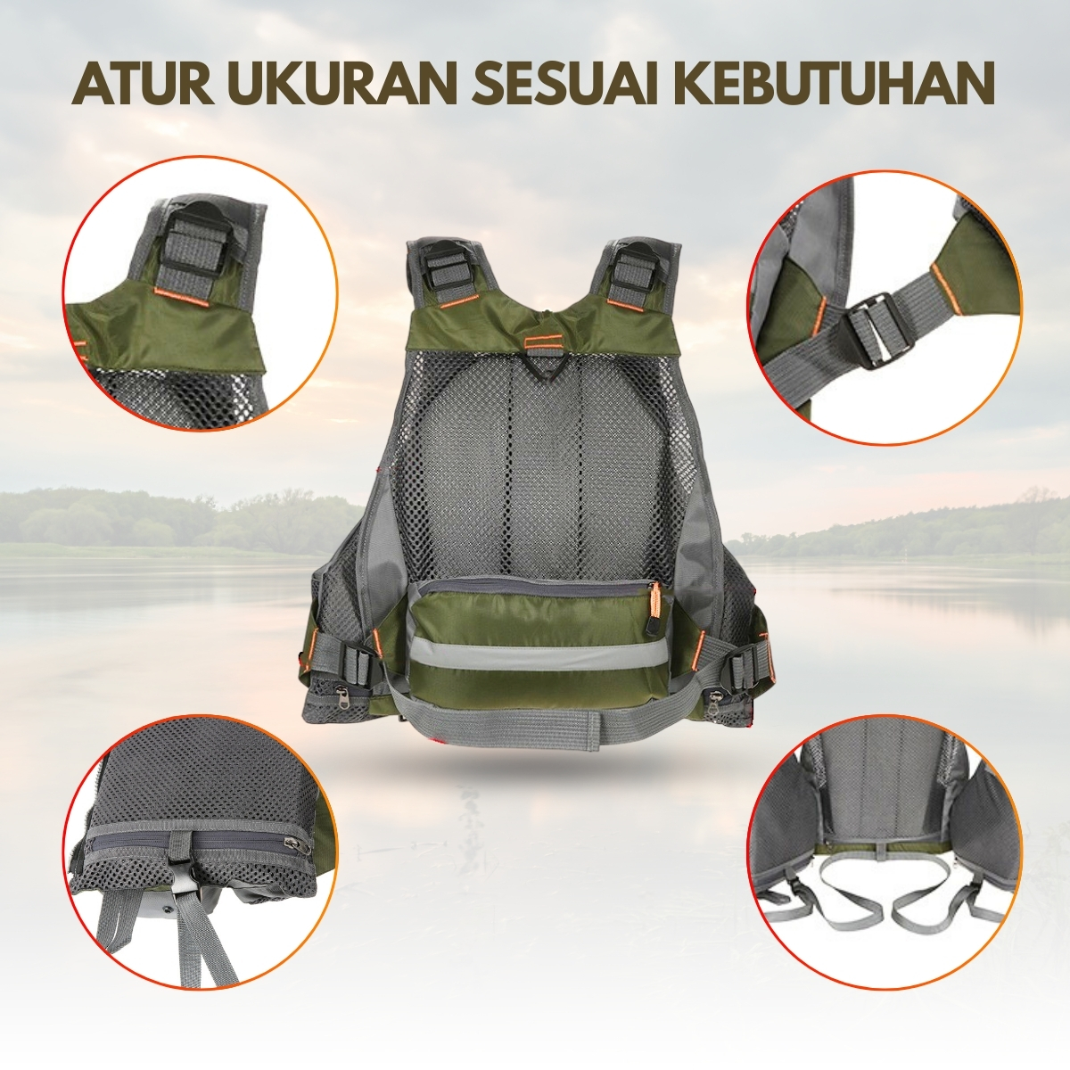 Gambar produk LIXADA Rompi Pancing Fishing Life Jacket Multi Slot - GDS09