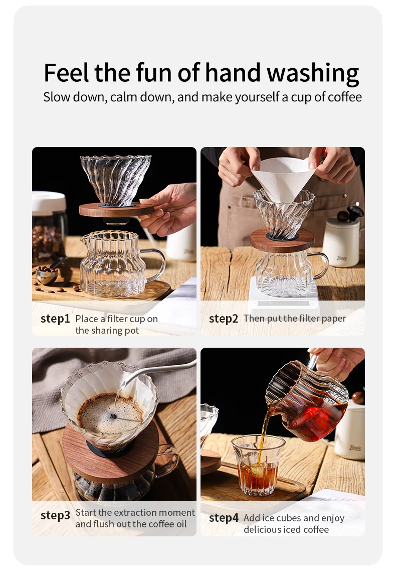 Gambar produk Bincoo Pour Over Coffee Server Borosilicate Glass Carafe 500ml - B-5ML