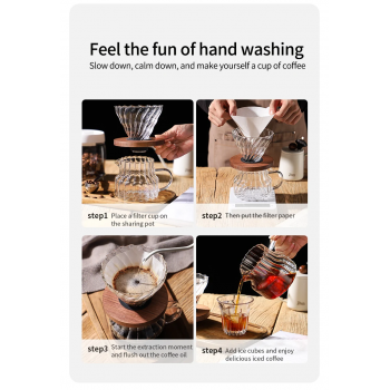 Gambar produk Bincoo Pour Over Coffee Server Borosilicate Glass Carafe 500ml - B-5ML