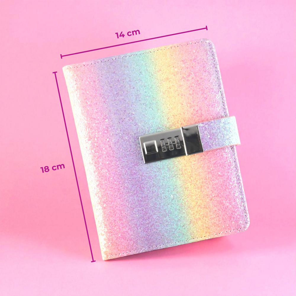 Gambar produk JIALILI Buku Diary Notebook Catatan Jurnal B6 256 Halaman with Lock Rainbow - F-5