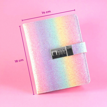 Gambar produk JIALILI Buku Diary Notebook Catatan Jurnal B6 256 Halaman with Lock Rainbow - F-5