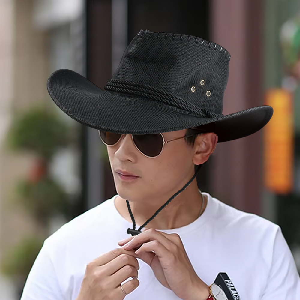 Gambar produk Topi Cowboy Unisex Hat Cotton Hemp Sunhat Wild Brim - Jn45