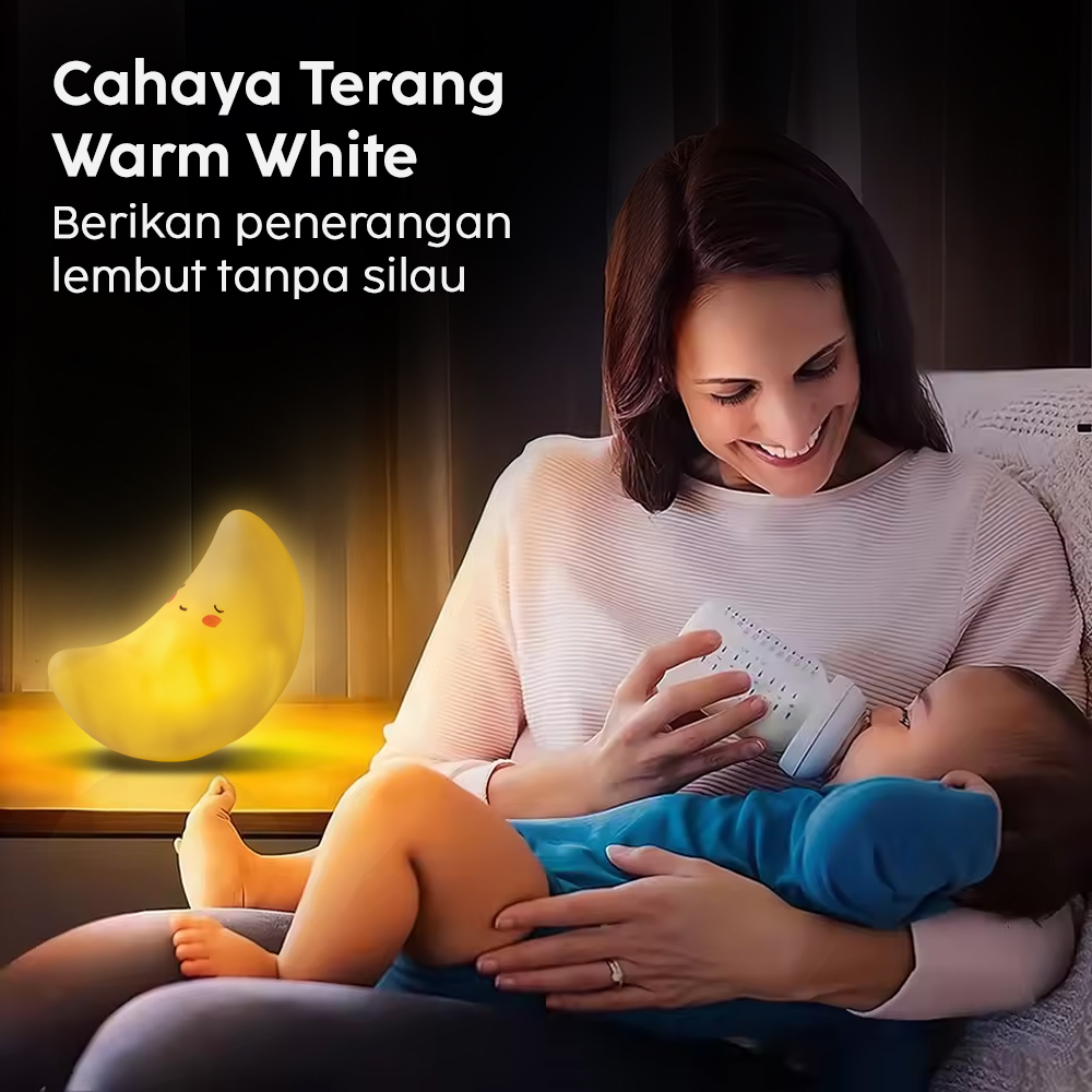Gambar produk FGHGF Lampu Tidur LED Anak Karakter Lucu 1W Bulan - FGH01