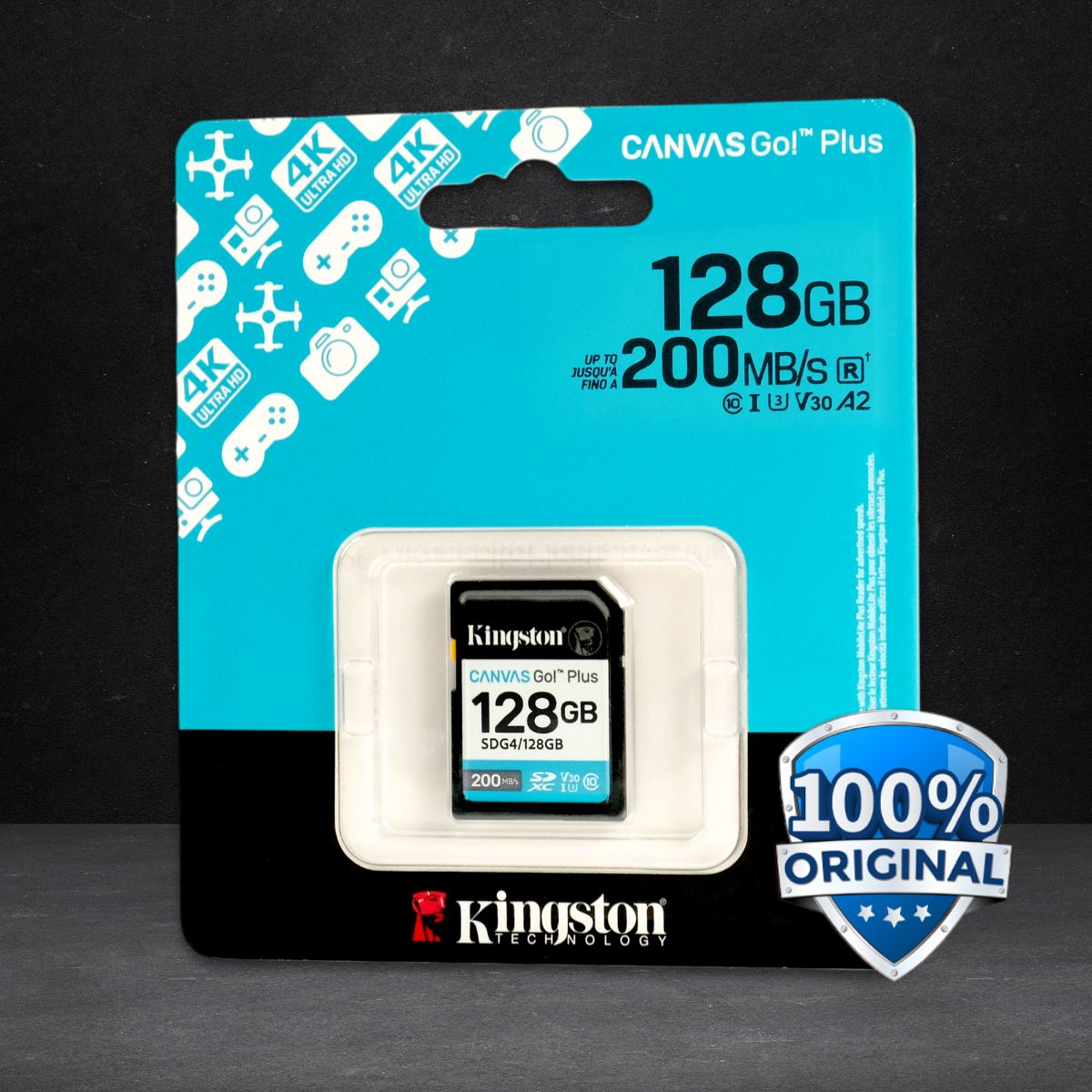 Gambar produk Kingston Canvas Go! Plus SDHC Gen4 U3 V30 200MB/s 128GB - SDG4