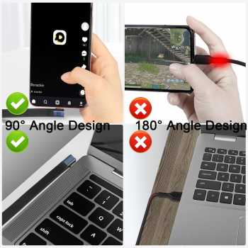 Gambar produk DIXSG Kabel USB Type C to Type C Fast Charging Thunderbolt 240W 14cm Side Bend - D13