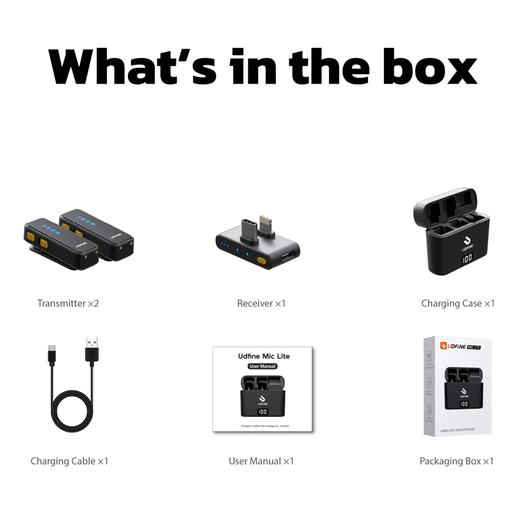 Gambar produk Udfine Mikrofon Wireless Lavalier Microphone Type C Lightning 2.4Hz - Mic Lite