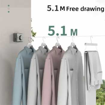 Gambar produk Jilin Tali Jemuran Baju Portable Indoor Outdoor Retractable 5.1M 20kg - J51